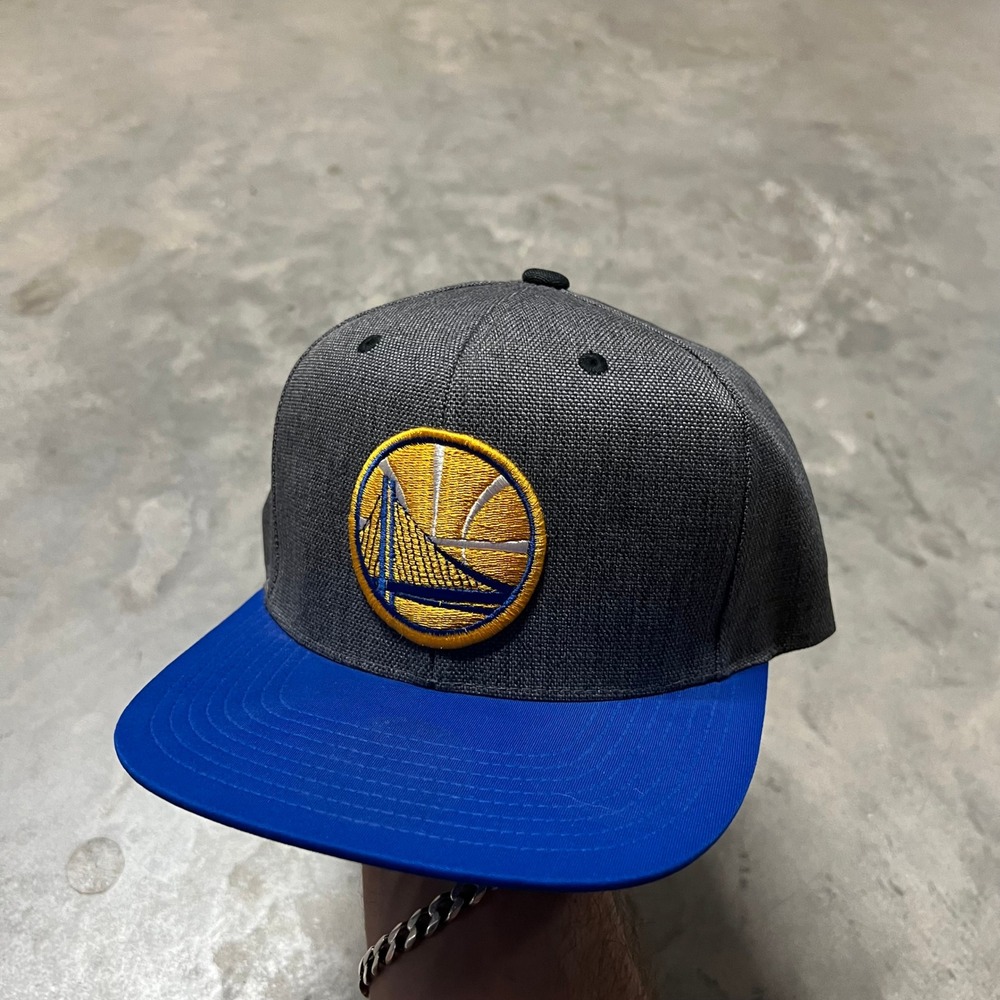 Mitchell & Ness Golden State Warriors Snapback Hat Grey Blue NBA Basketball Cap